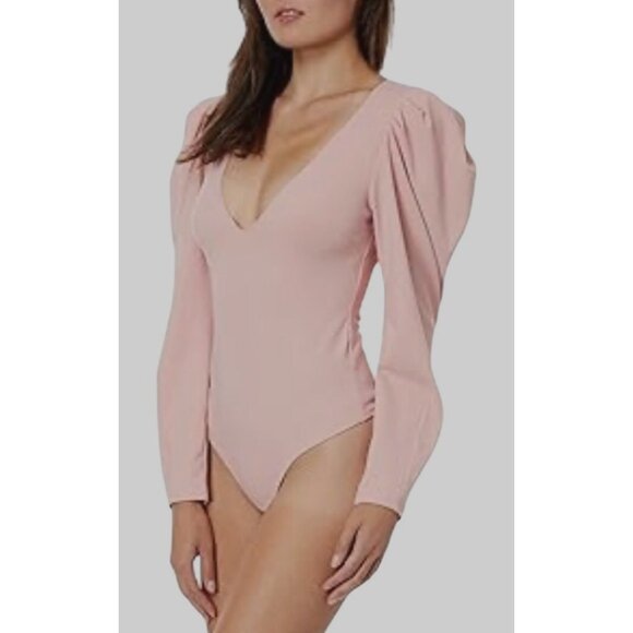 Free People Va Va Voop Size Small Intimately Bodysuit NWT Puff Sleeve Heart Haze - Picture 14 of 16